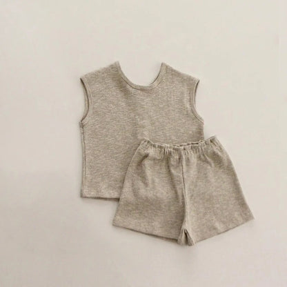 2 Pcs Sleeveless Breathable Cotton Pajamas Set