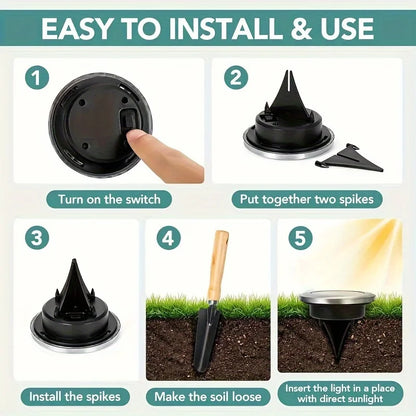 8 Pcs Solar Power Garden Deck Light Spotlight