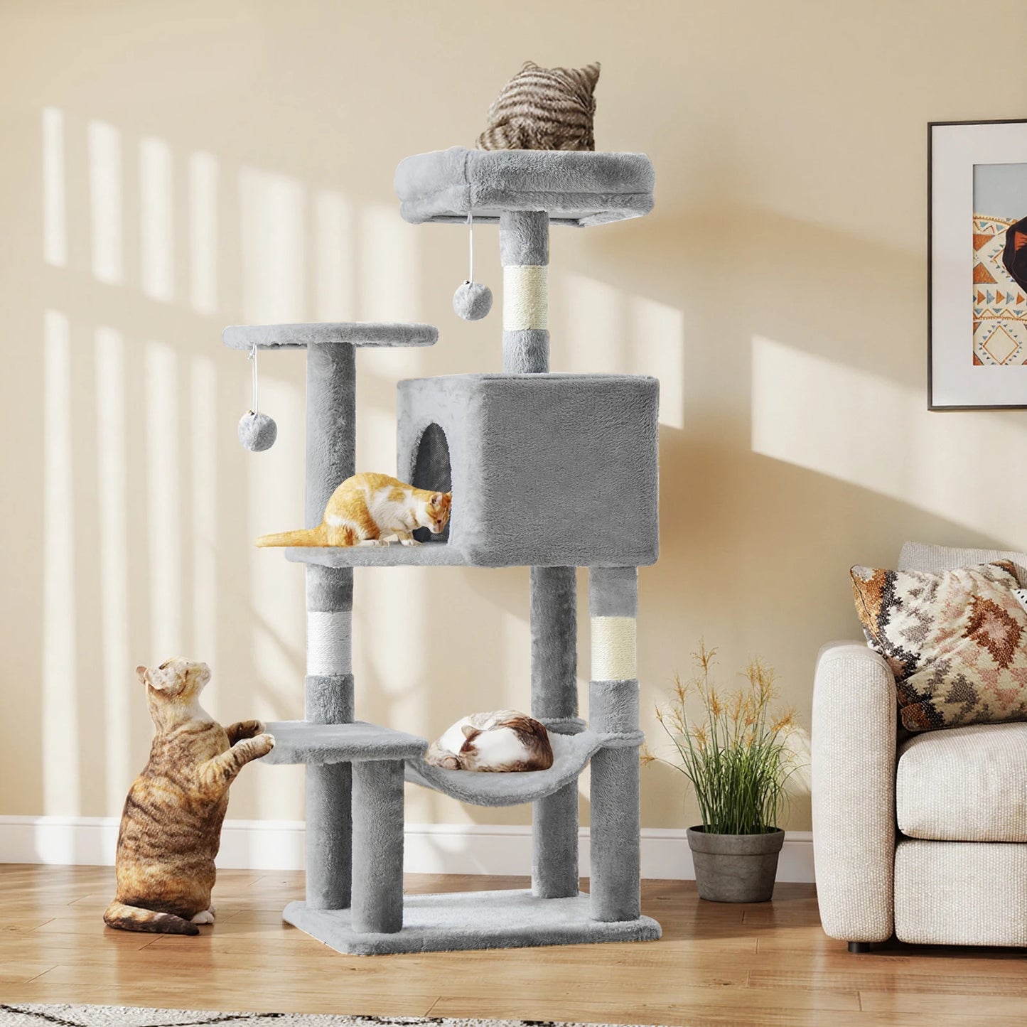 Tall Multi-Cat Climbing Tower for Pet Furniture