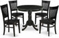 5-Piece Dining Set with Round Table and 4 Chairs