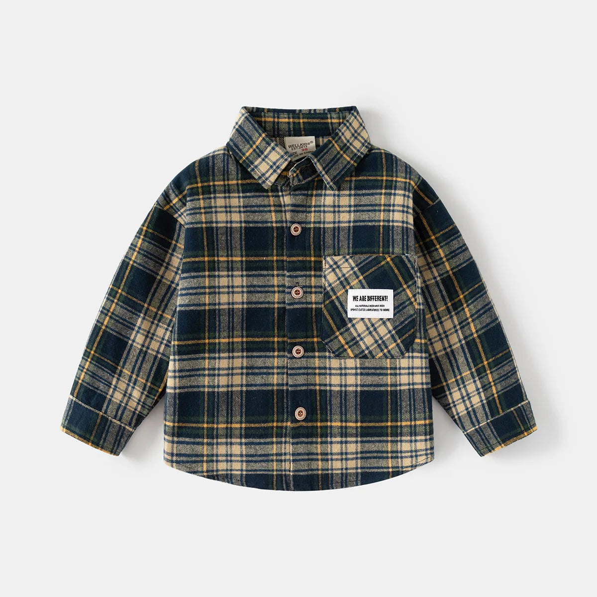 Kids Shirts With Collar Long Sleeved Plaid