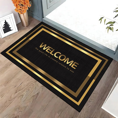 Gold Stripes Decorations Door Entry Carpet