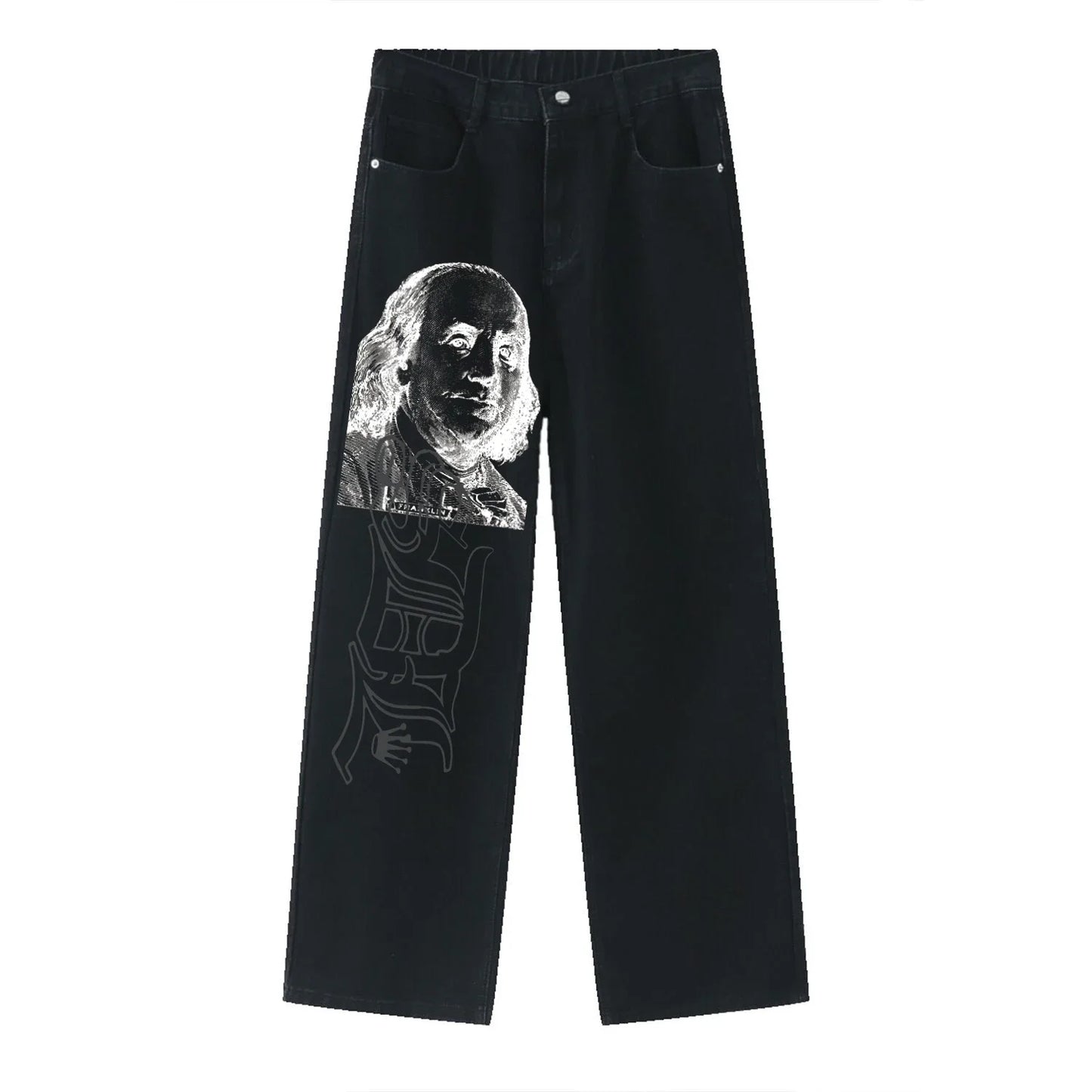 Black Straight Jeans Men Women American Street