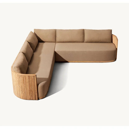 Outdoor Patio Teak Sectional Sofa Set Waterproof