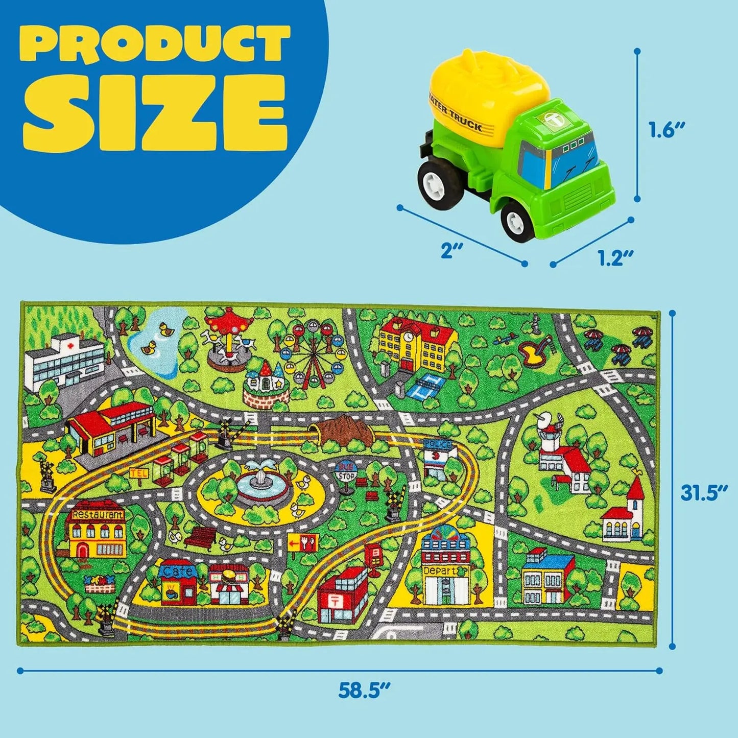 Carpet Playmat w/ 12 Cars Pull-Back Vehicle