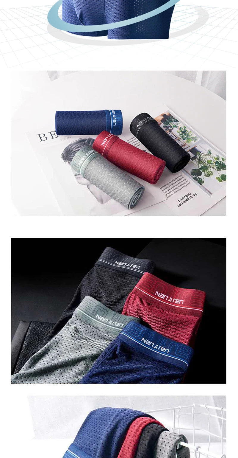 4pcs Men's Boxer Silk Plus Size Breathable Briefs