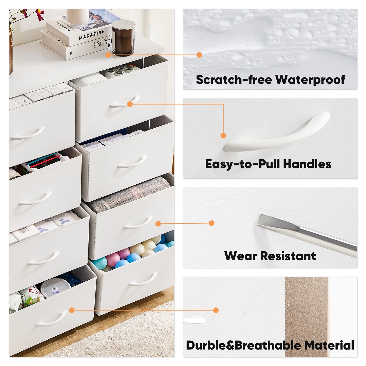 8 Fabric Drawers Storage Cabinet Steel Frame Assembly