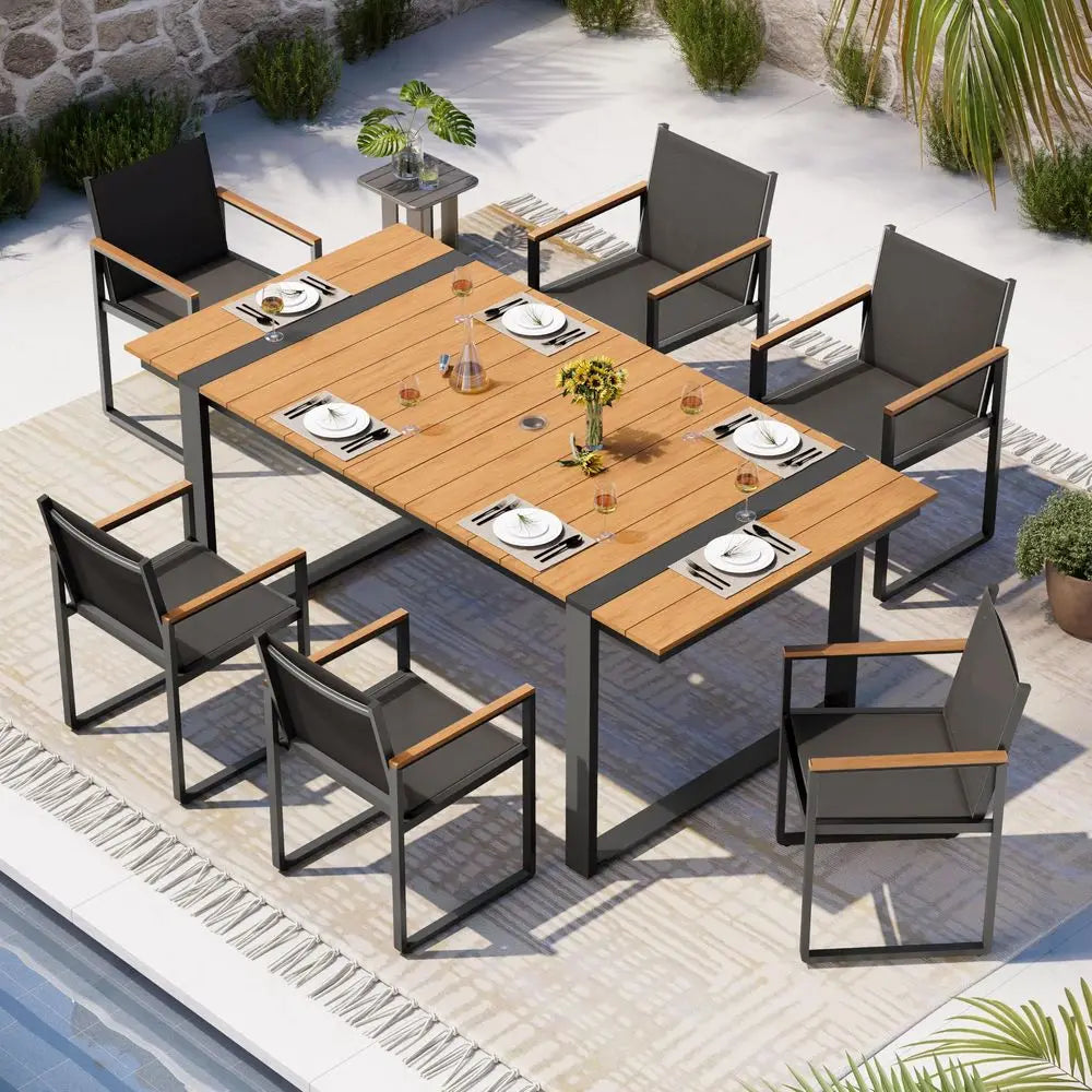 7 PCS Aluminum Patio Table and Chairs Set