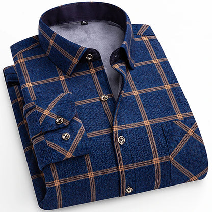 Flannel Plaid Casual Menswear Long Sleeve Fleece