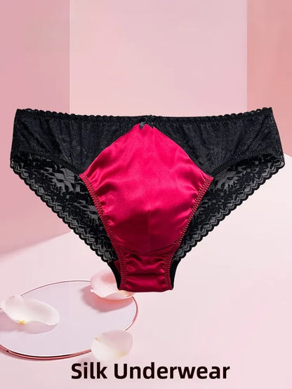 Sexy Men's Silk Comfortable Mid-Waist Ribbed Design
