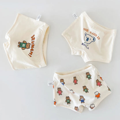 3PCS Young Girls/Boys Cute Cotton Briefs Boxers Underwear