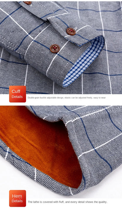 Mens Warm Plus Velvet Thick Cotton Shirts