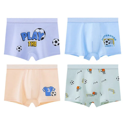 4PCS Boys Cartoon Cotton Breathable Comfort Underwear