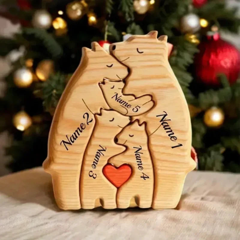 Wooden Bear Family Puzzle Personalized Home Decor