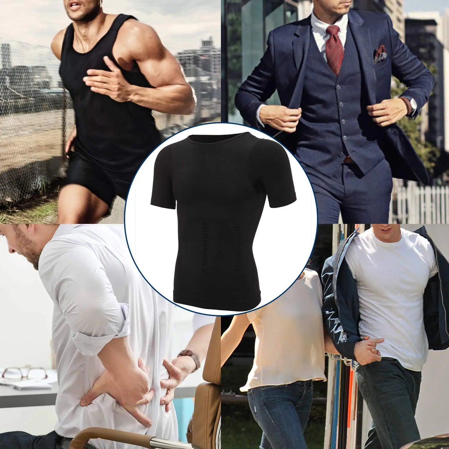 Mens Compression Shirt Slimming Body Shaper Undershirts