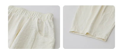 White Pants Casual Elastic High Waisted Womens