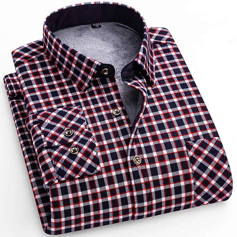 Flannel Plaid Casual Menswear Long Sleeve Fleece