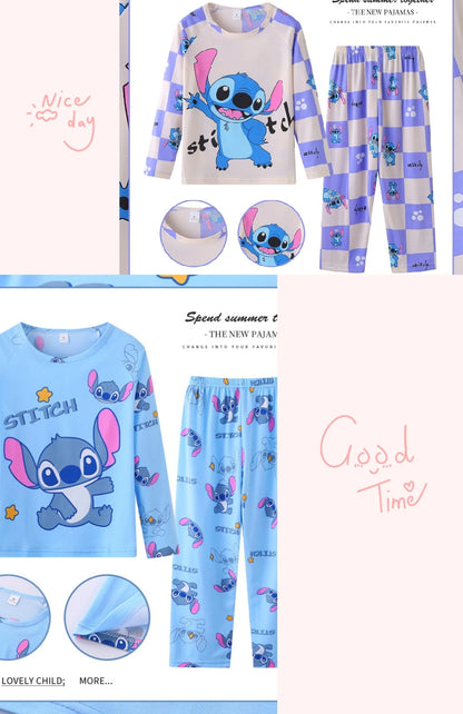 2 Pcs Boys/Girls Minnie Mickey Cartoon Longsleeved Pajamas