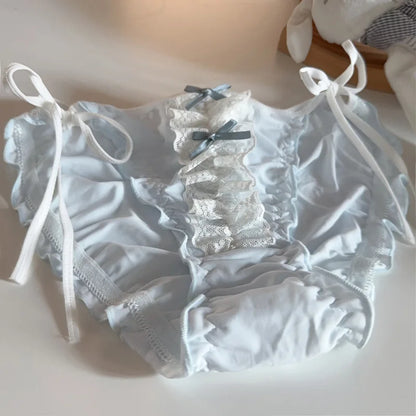 4 Pcs Young Girl Middle Waist  Lace Briefs Underwear Teenage