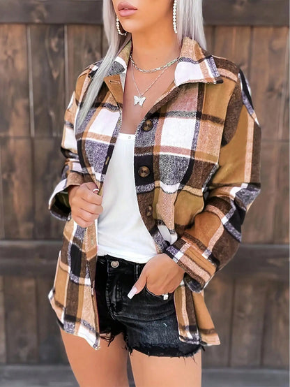 Women's Long Sleeve Flannel Plaid Shirt Casual
