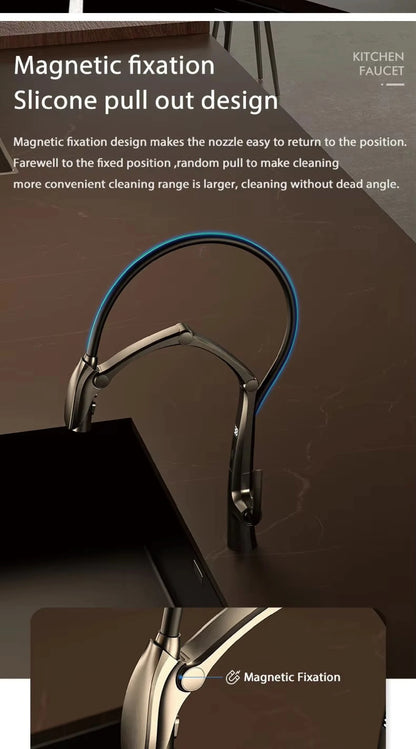 Gunmetal Brass Kitchen Faucet with LED Display