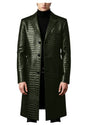 Men's Crocodile Leather Trench Coat Luxury Long