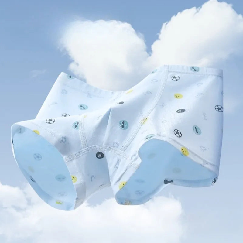 4PCS Cotton Antibacterial Boys Breathable Cartoon Underwear