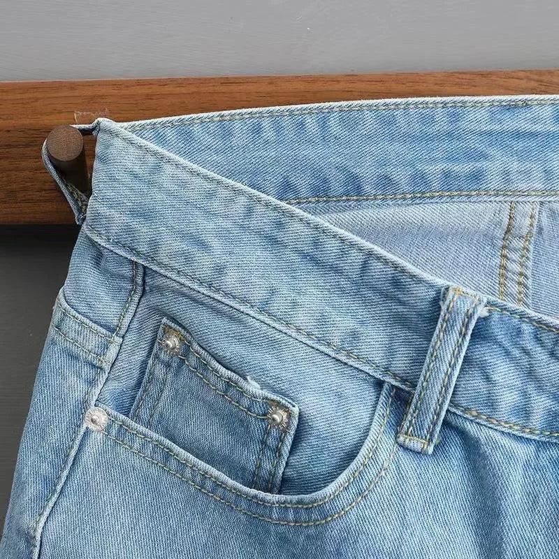 Mens Fashion Multi-Pocket Cargo Denim Shorts Plus Size