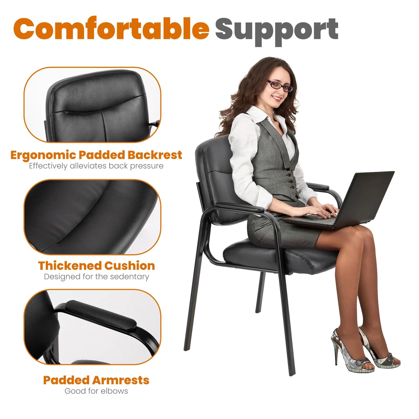 Pu Leather Office Waiting Room Guest Chair