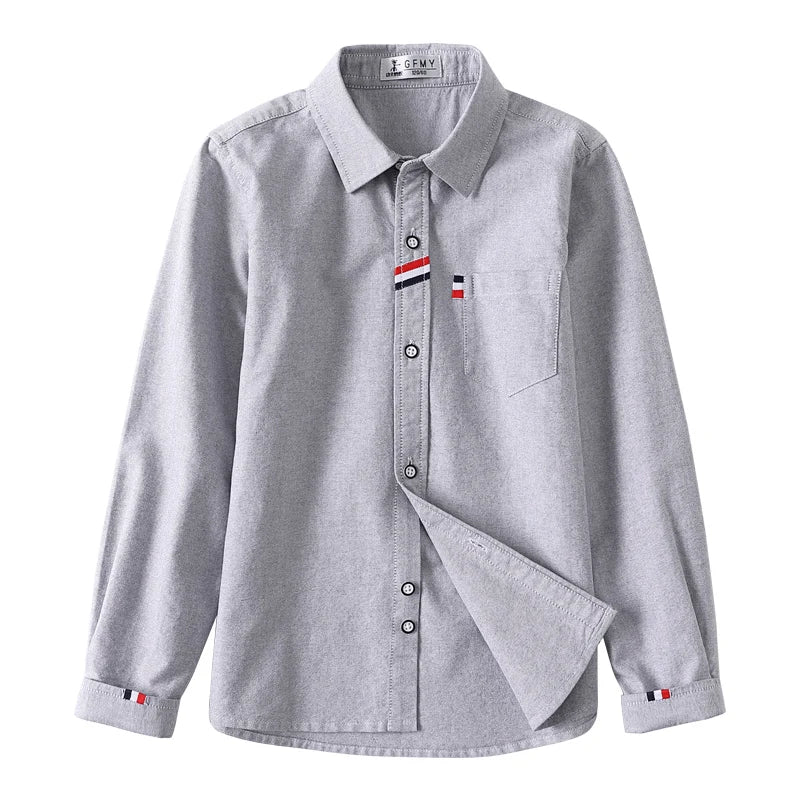 Cotton Solid Color Full-sleeved Boy's Shirts