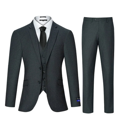 3pcs Men's Classic Solid Color Suit Regular Fit