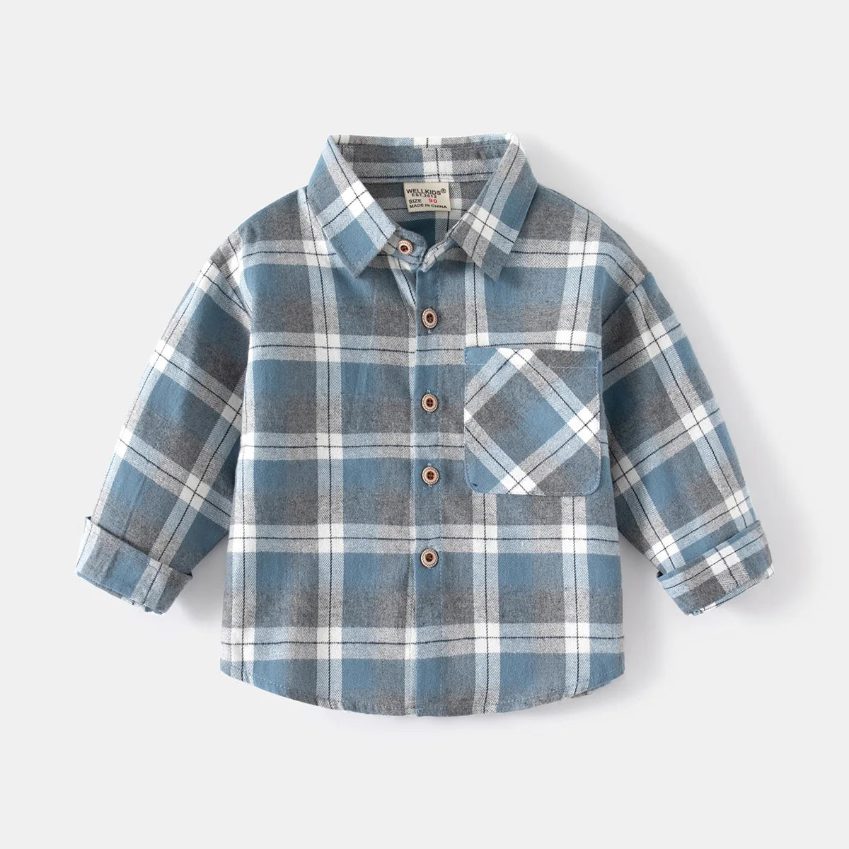 Kids Shirts With Collar Long Sleeved Plaid
