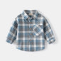 Kids Shirts With Collar Long Sleeved Plaid