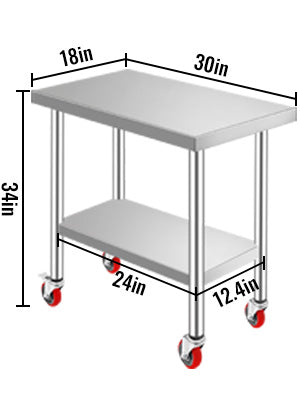 Stainless Steel Commercial Work Table Caster Wheels