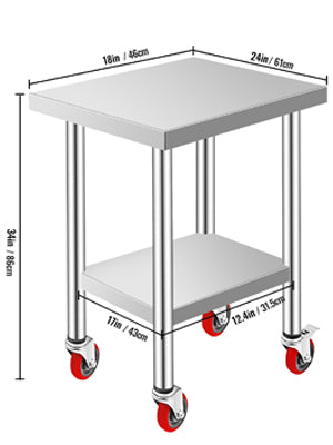 Stainless Steel Commercial Work Table Caster Wheels