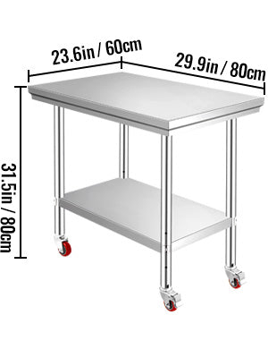 Stainless Steel Commercial Work Table Caster Wheels