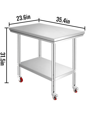 Stainless Steel Commercial Work Table Caster Wheels
